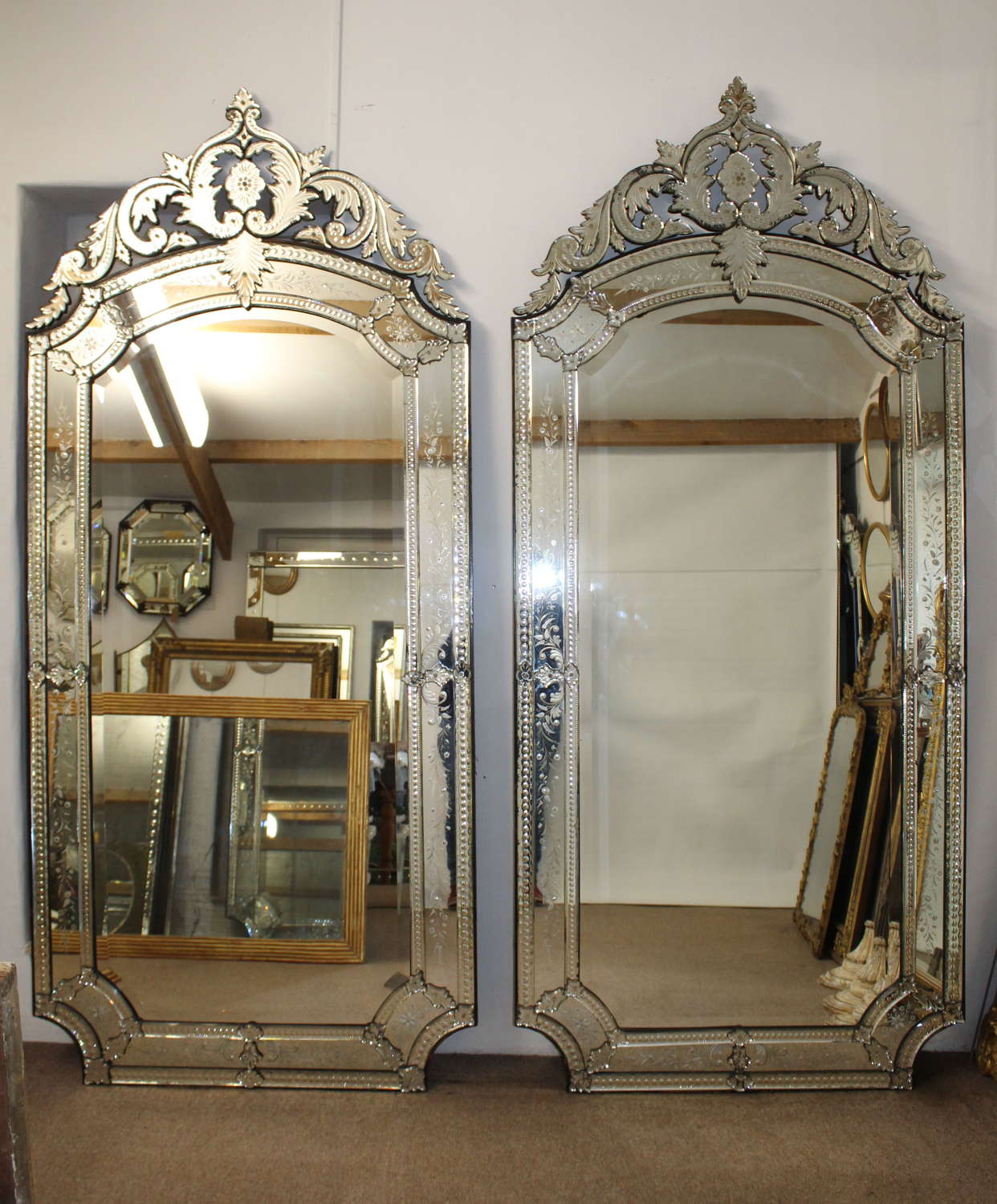 Magnificent pair of 19thC Venetian mirrors