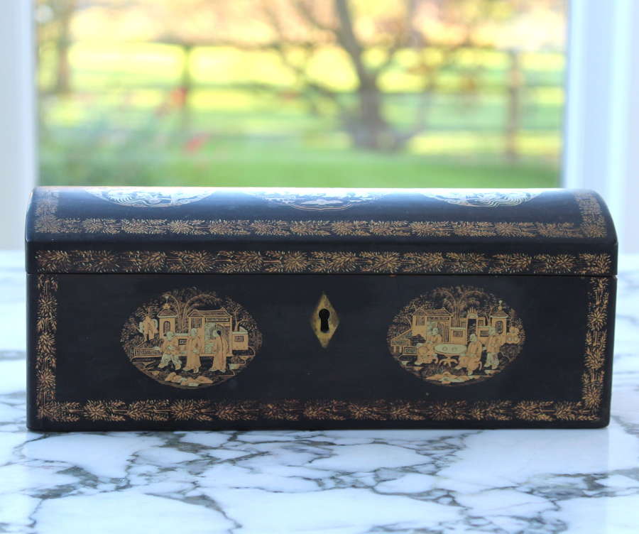 Antique Chinoiserie box with curved lid