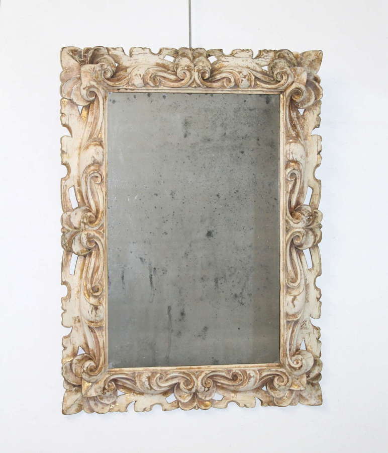 Antique Florentine mirror with cream and stone frame