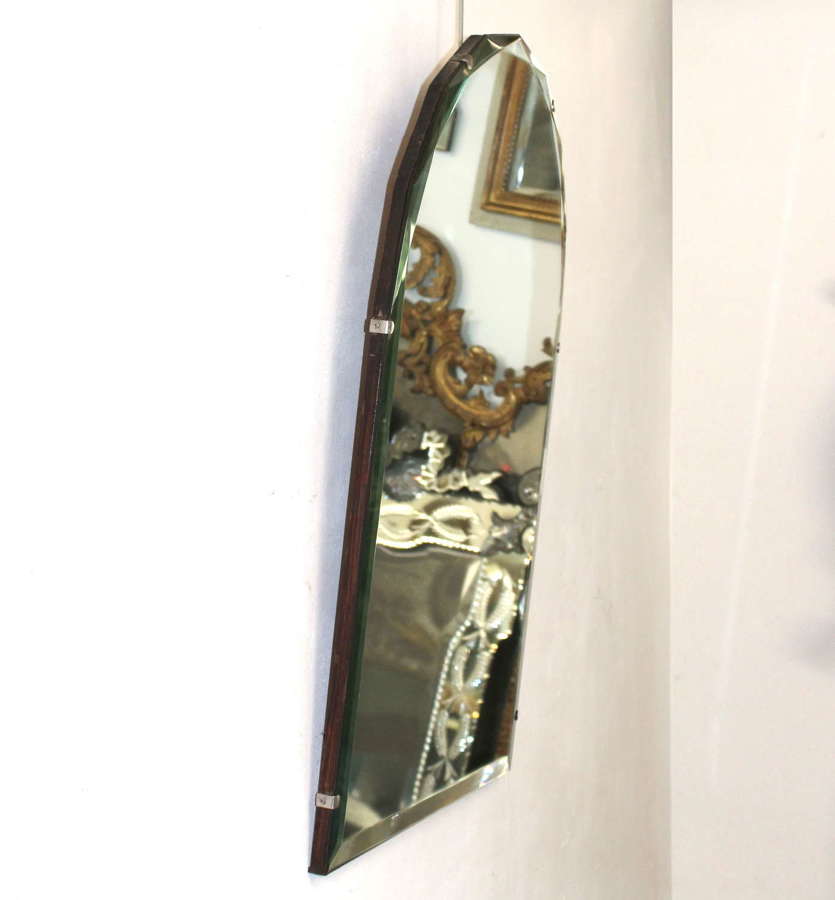 Vintage arched mirror with angled bevelled top