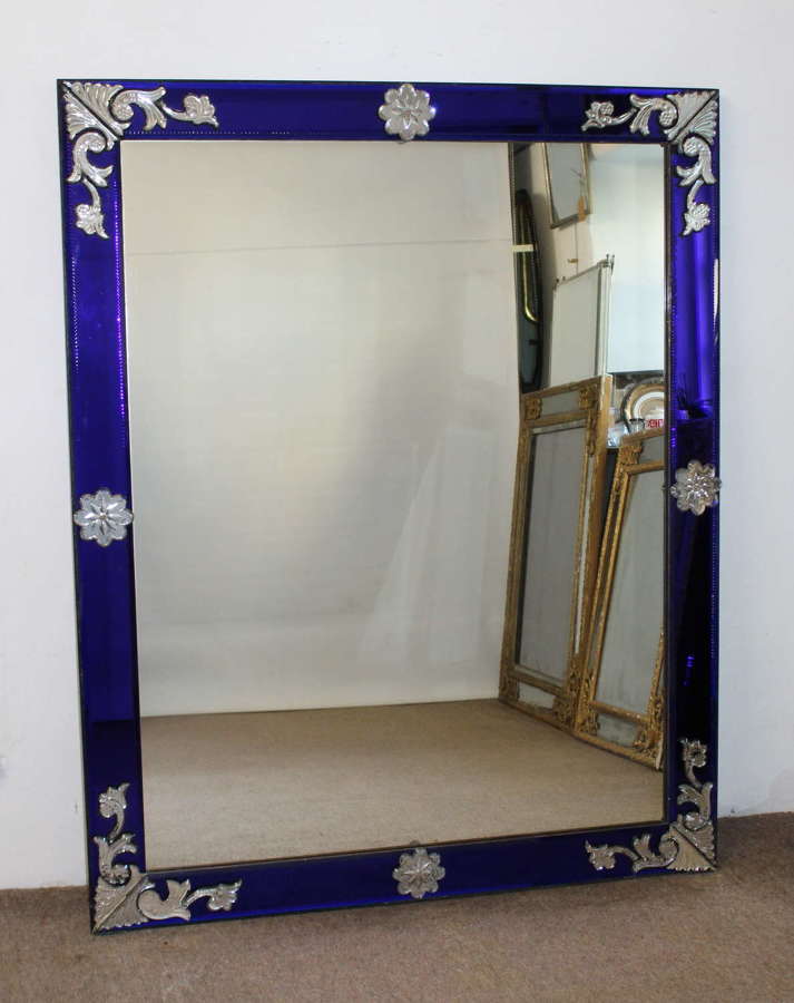 Spectacular blue framed antique Venetian mirror