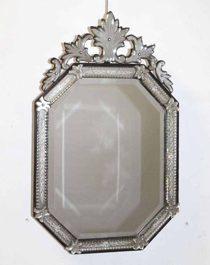 Small antique decorative Venetian mirror with cartouche