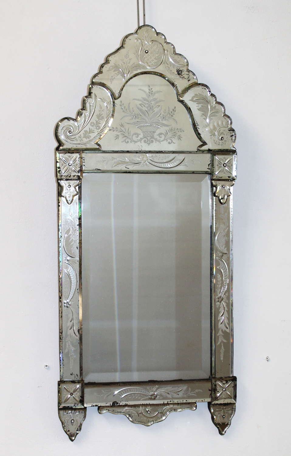 Small decorative antique Venetian pier mirror