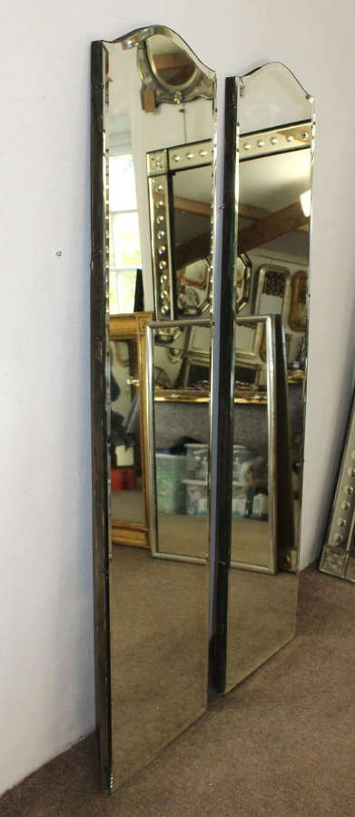 Pair tall narrow Vintage frameless Spanish mirrors