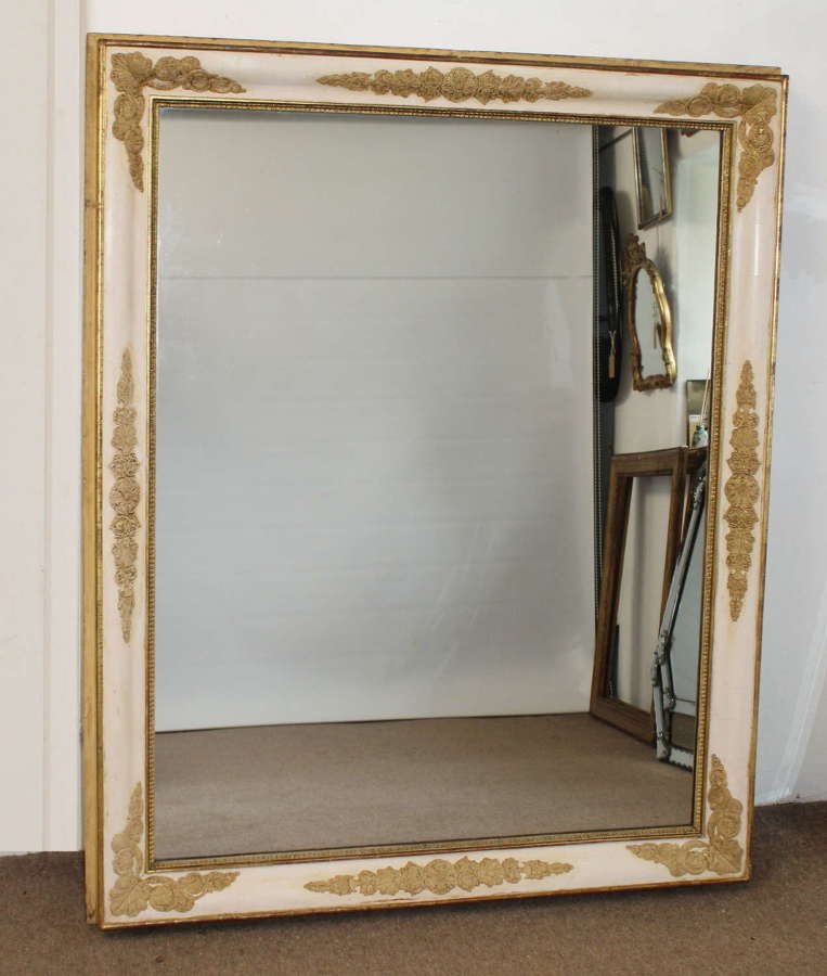 Large antique French cream and stone coloured mirror