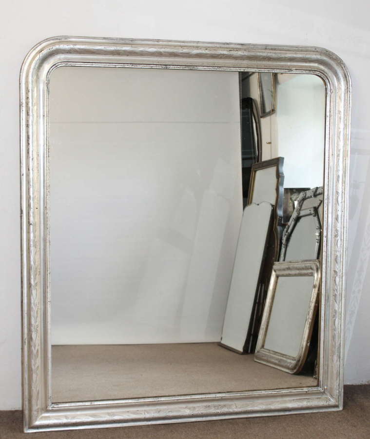 Large and wide antique silverleafed archtop mirror
