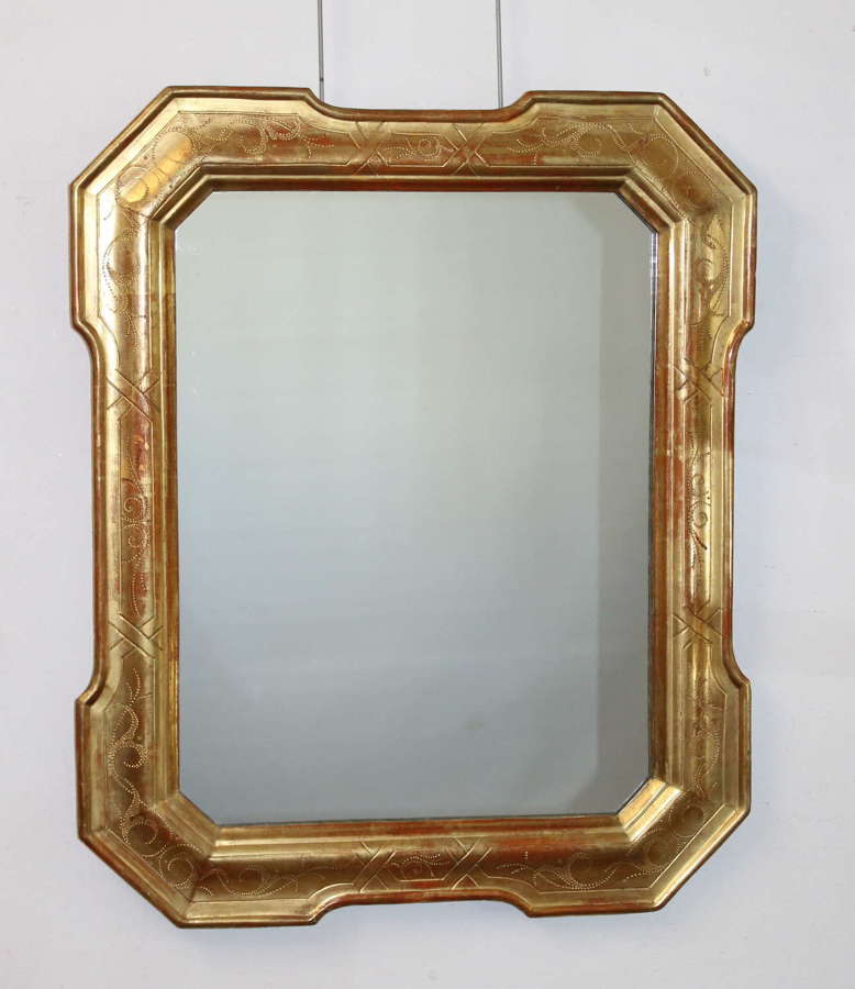 Antique Italian gilt mirror with outset corners