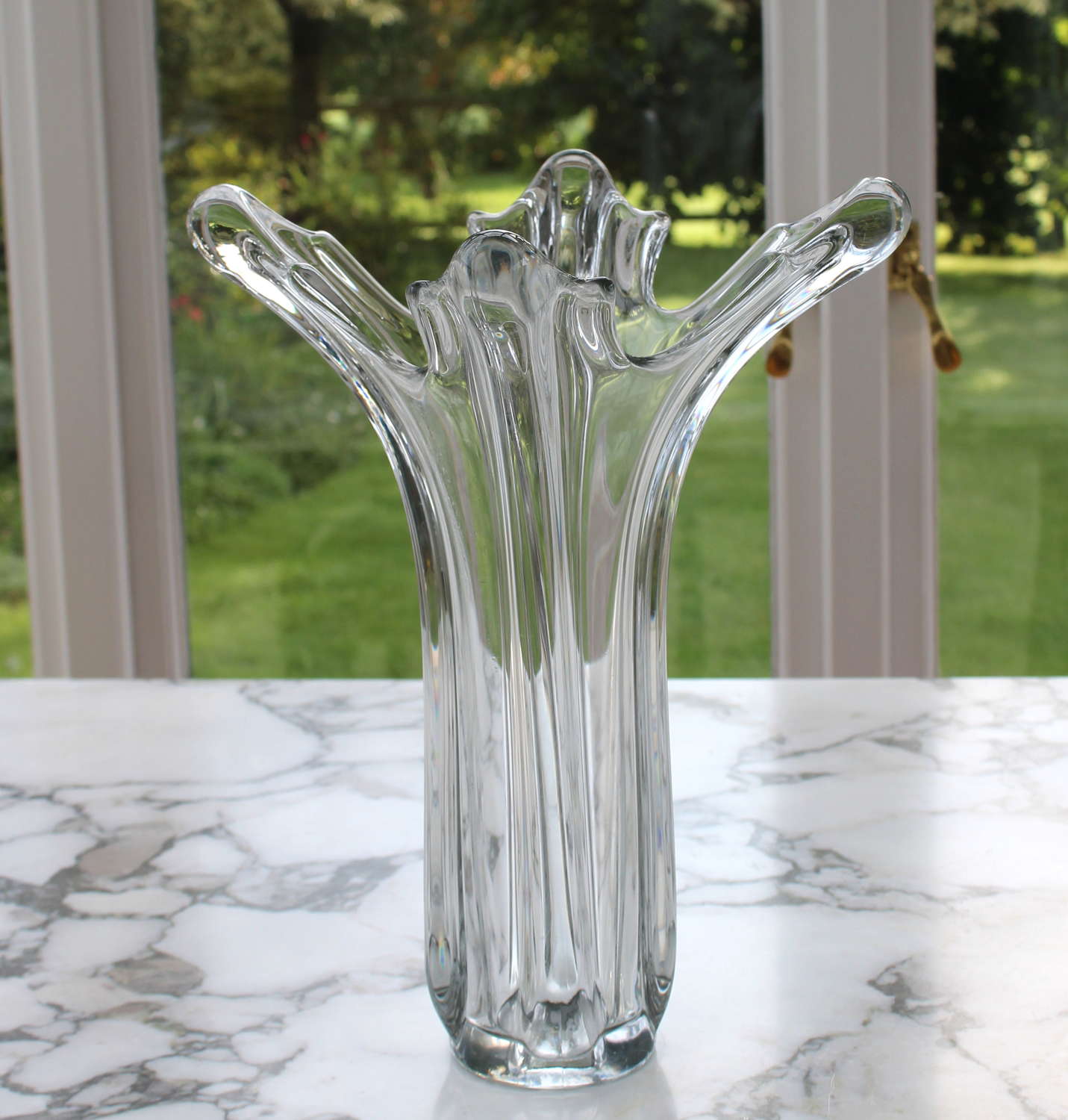 Very tall Vannes French art glass crystal vase