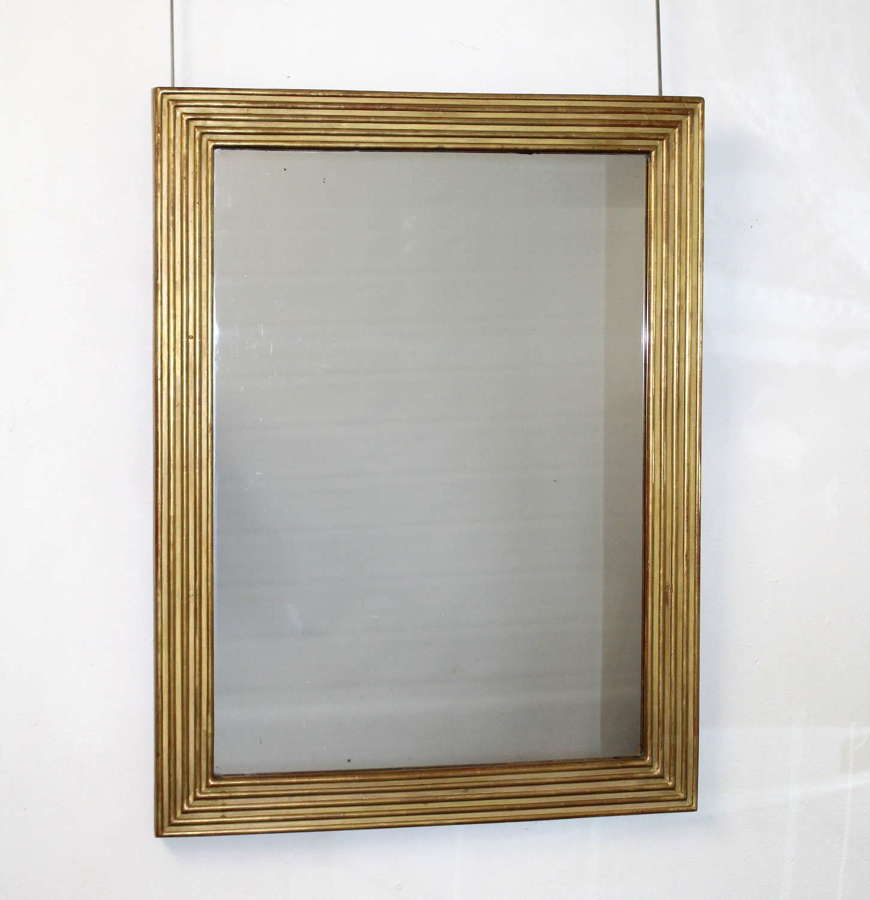 Antique French rectangular reeded framed mirror