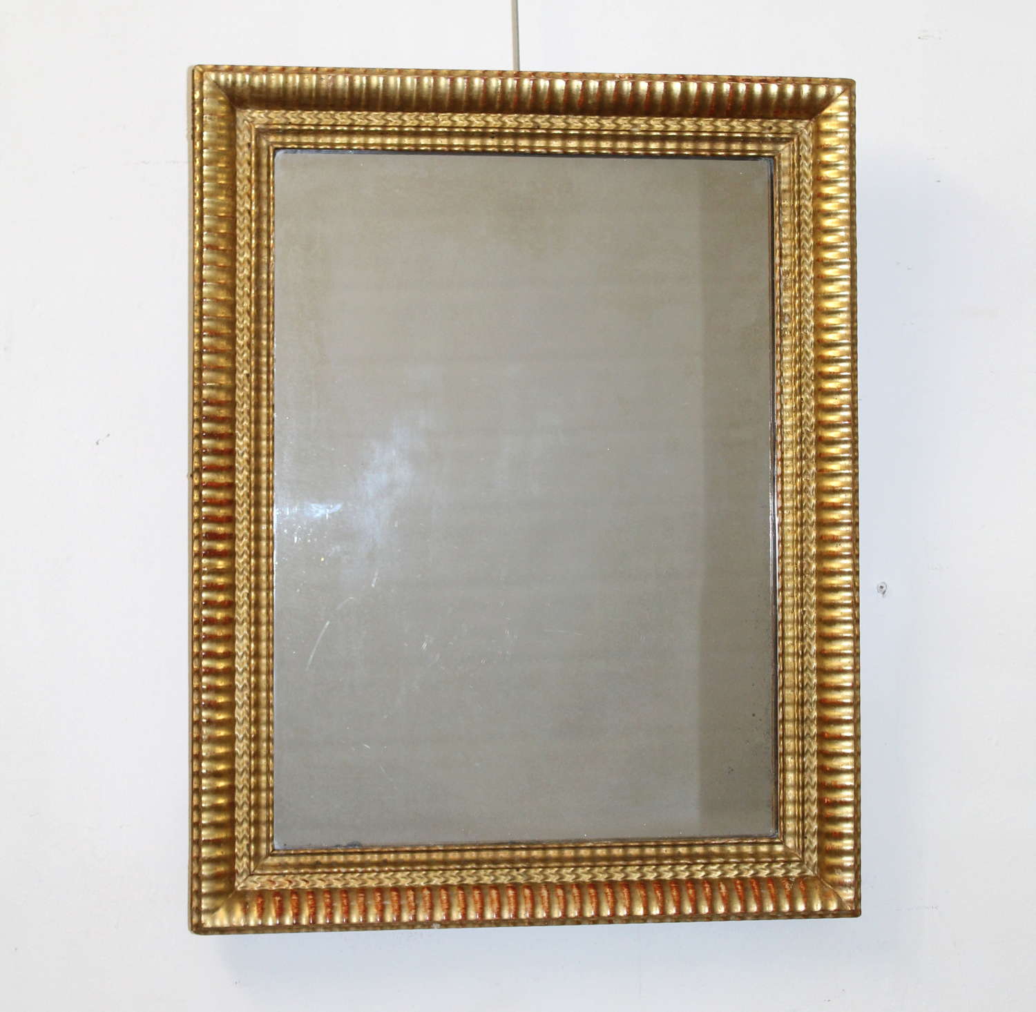 Antique French gilt ripple framed panel mirror
