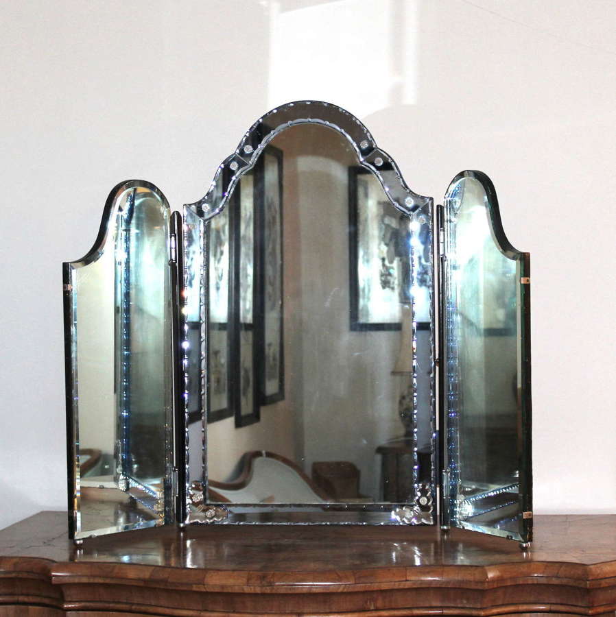 Triple Vintage dressing-table mirror in Venetian style
