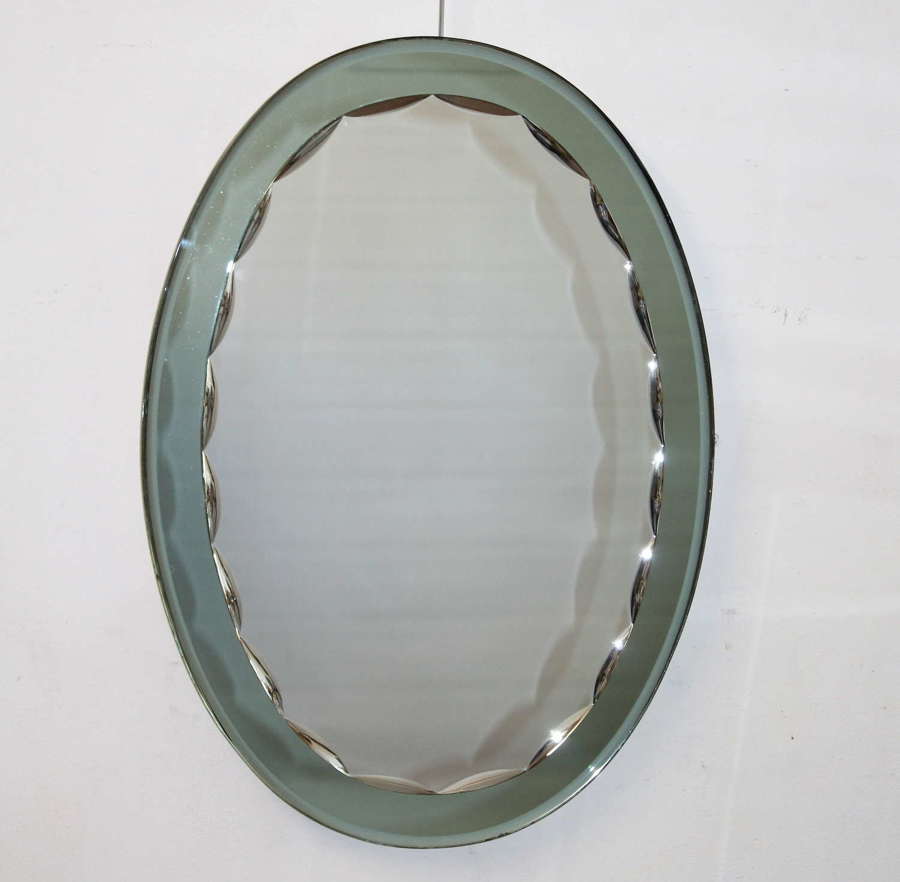 Vintage Italian oval mirror with double layer frame