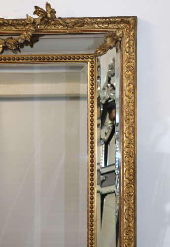 Magnificent very large antique French decorative cushioned mirror