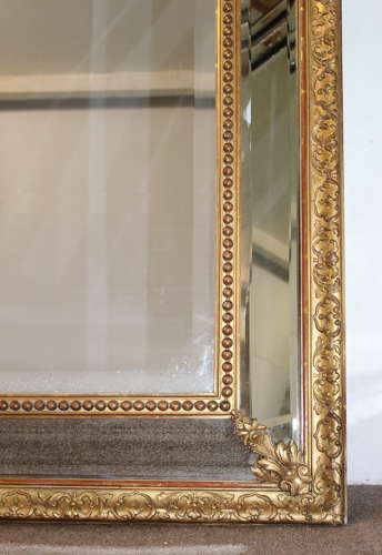 Magnificent very large antique French decorative cushioned mirror