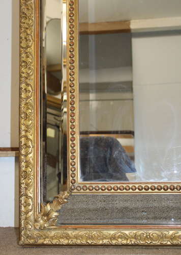 Magnificent very large antique French decorative cushioned mirror