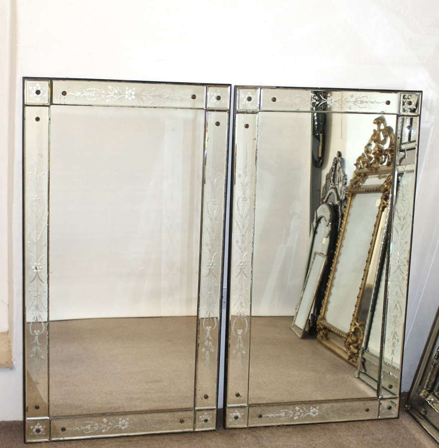 Pair of handsome 1940s Venetian style mirrors