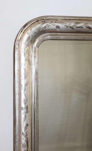 Antique French silverleafed archtop mirror
