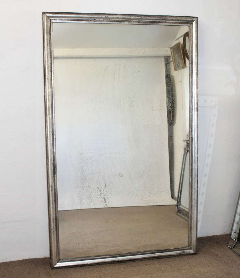 Large antique French mirror with silverleafed frame