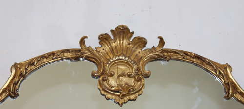 Antique Chippendale style giltwood triptych mirror