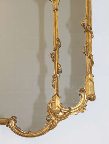 Antique Chippendale style giltwood triptych mirror