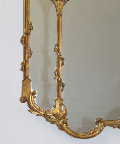 Antique Chippendale style giltwood triptych mirror