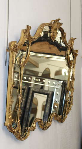 Antique Chippendale style giltwood triptych mirror