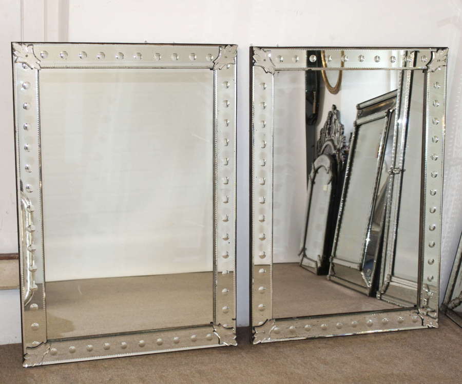 Pair antique Venetian mirrors with bubble frames