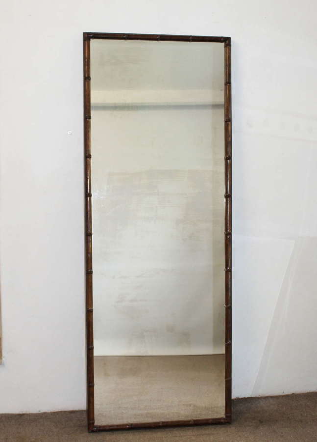 Antique French faux bamboo framed mirror