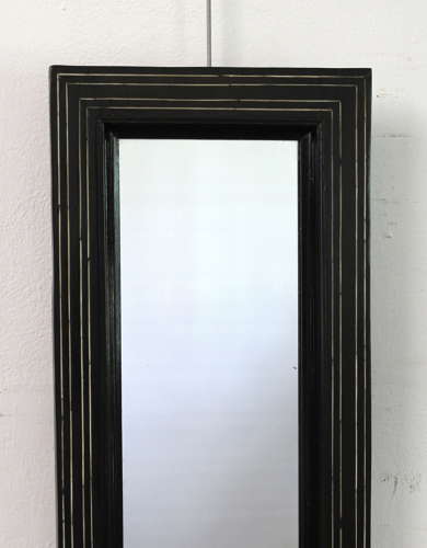 Antique French ebonised mirror with bone inlay