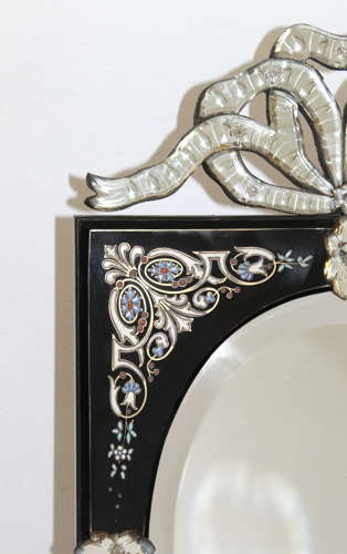 Antique tabletop Venetian mirror with enamelled frame