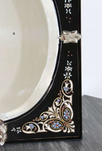 Antique tabletop Venetian mirror with enamelled frame