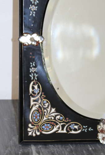 Antique tabletop Venetian mirror with enamelled frame