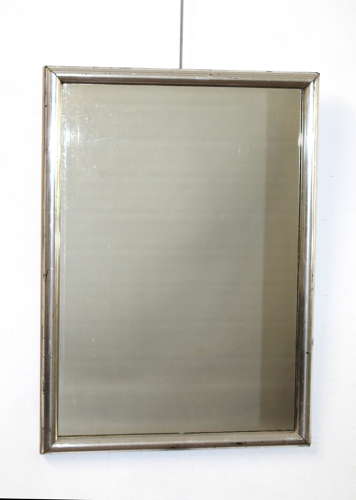 Small antique French silverleafed rectangular mirror