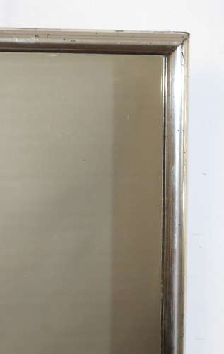 Small antique French silverleafed rectangular mirror