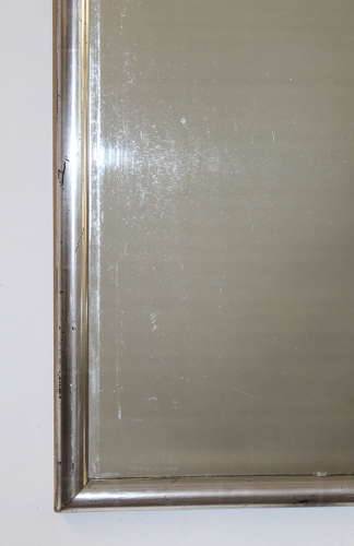 Small antique French silverleafed rectangular mirror