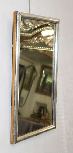 Small antique French silverleafed rectangular mirror
