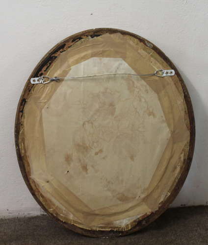 Antique French etched gilt oval mirror