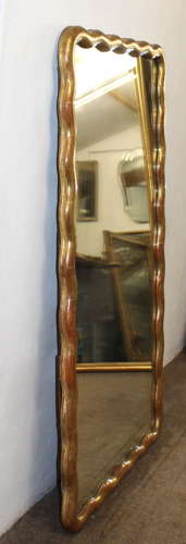 Pair of antique French gilt mirrors with wavy frames