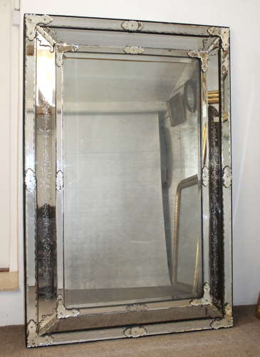 Exceptional rare large antique cushioned Venetian mirror