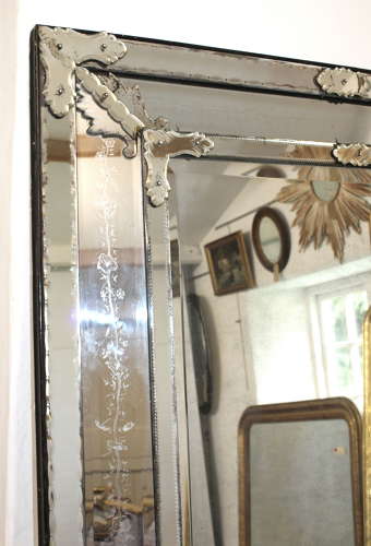 Exceptional rare large antique cushioned Venetian mirror
