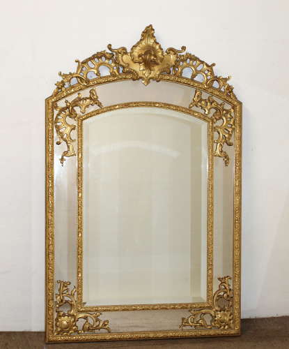 Decorative antique French giltwood margin mirror