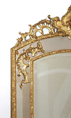 Decorative antique French giltwood margin mirror