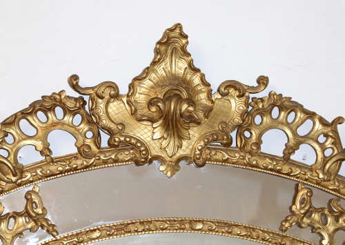 Decorative antique French giltwood margin mirror
