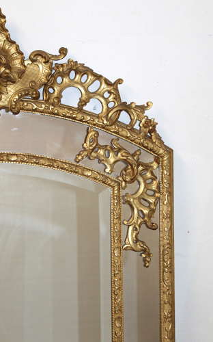 Decorative antique French giltwood margin mirror