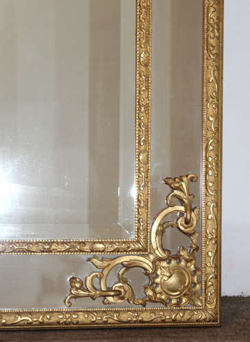 Decorative antique French giltwood margin mirror