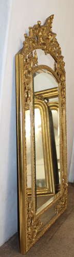 Decorative antique French giltwood margin mirror