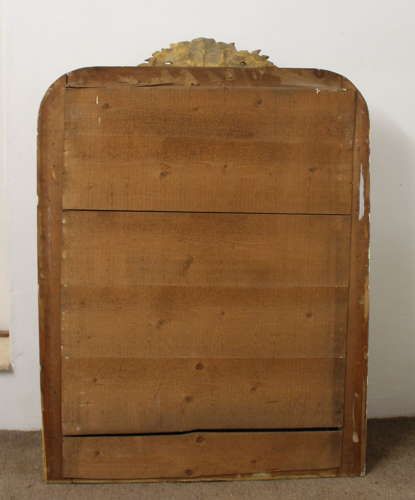 Antique French gilt archtop mirror with cartouche