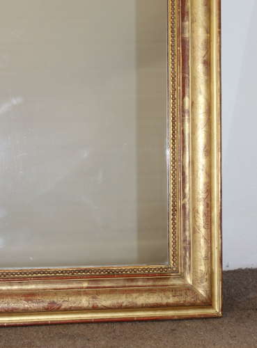 Large antique French etched gilt archtop mirror