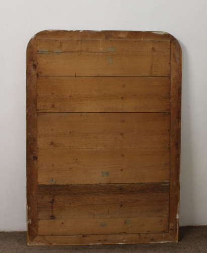 Large antique French etched gilt archtop mirror