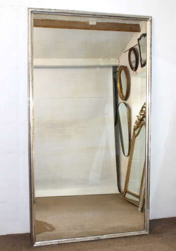 Very large antique French silverleafed Bistro mirror